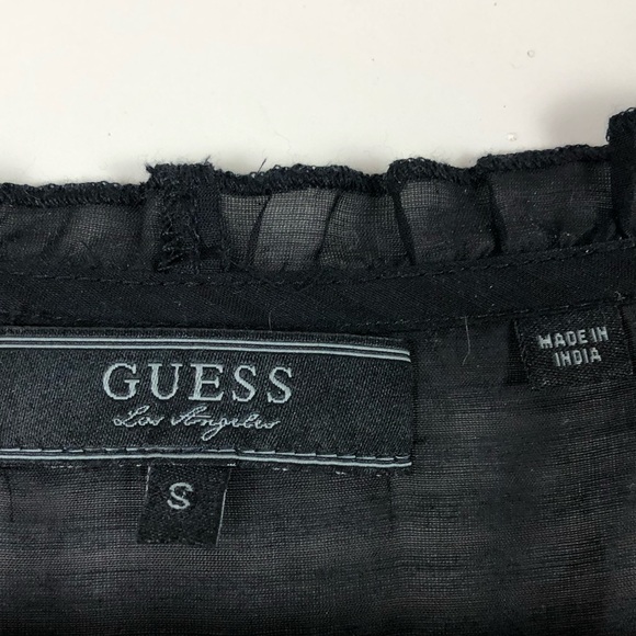 Guess Slightly Sheer Short Sleeve Top - Picture 6 of 6